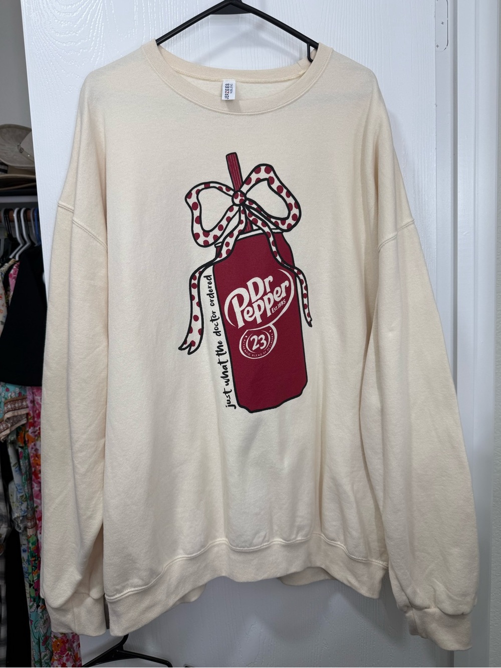 NWOT DR.PEPPER oversized comfy bow Crewneck sweatshirt
